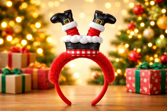 3D Cartoon Christmas Headband with Santa’s Legs Design for Christmas Parties