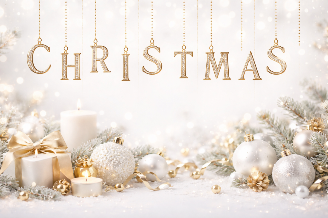 White Minimal Festive Style with Modern Elegant Home Seasonal Winter Celebration Charm Christmas Shiny Letter Pendants Elegant