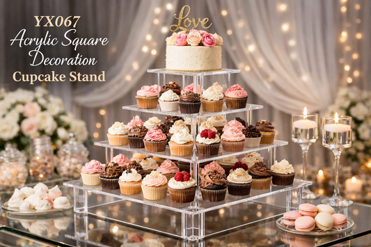 Elevate Your Dessert Presentation with the YX067 Acrylic Square Cupcake Stand