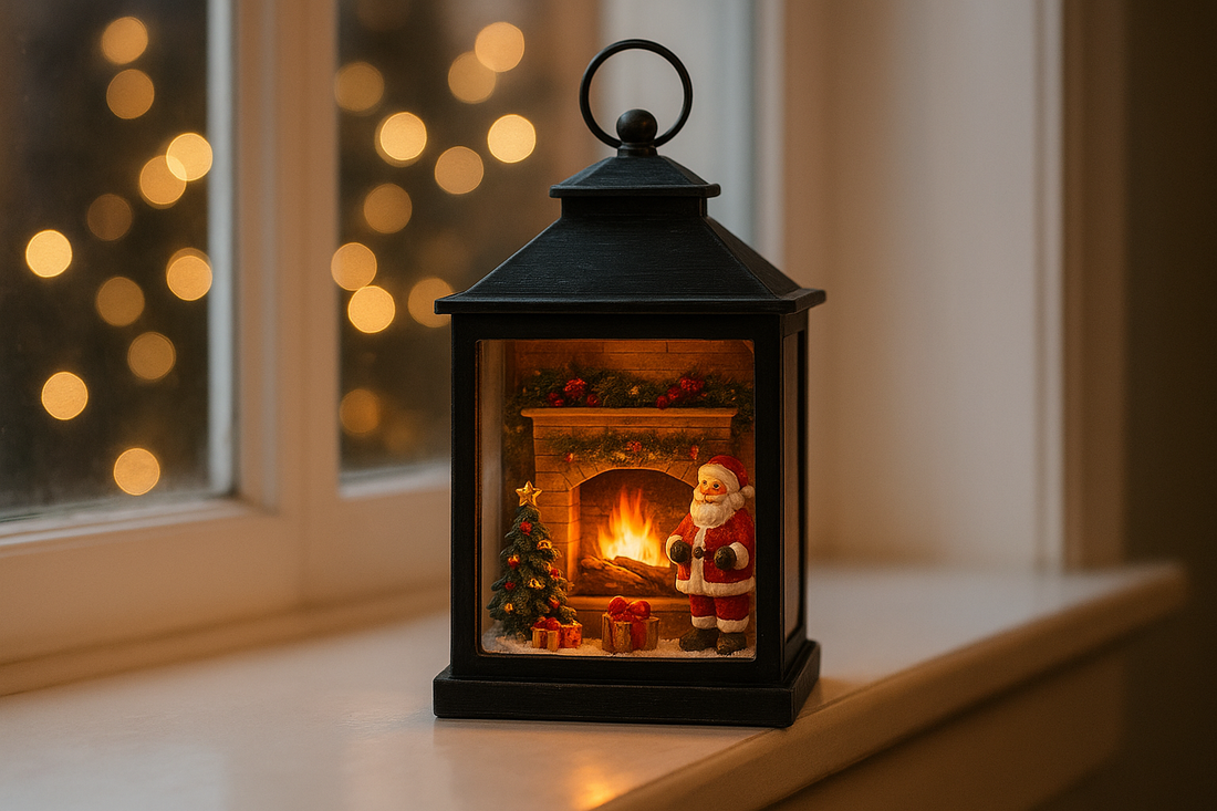 Fireplace Charcoal Lantern Simulated Flame Christmas Scene Decoration Window Home Decoration (As Show)