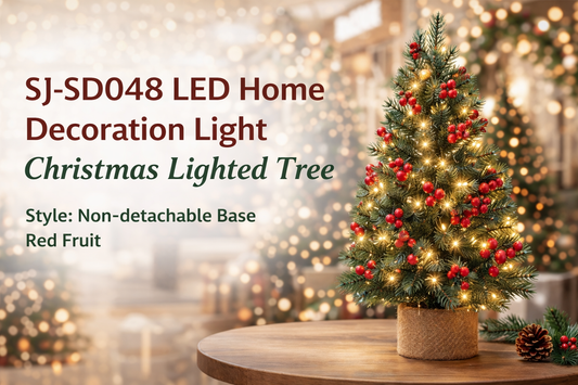 SJ-SD048 LED Home Decoration Light Christmas Lighted Tree with Red Fruit Accents – A Timeless Festive Statement for Elegant Holiday Interiors