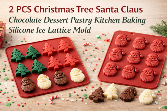 2 PCS Christmas Tree & Santa Claus Silicone Mold – Create Festive Chocolates, Desserts, and Holiday Pastries with Ease