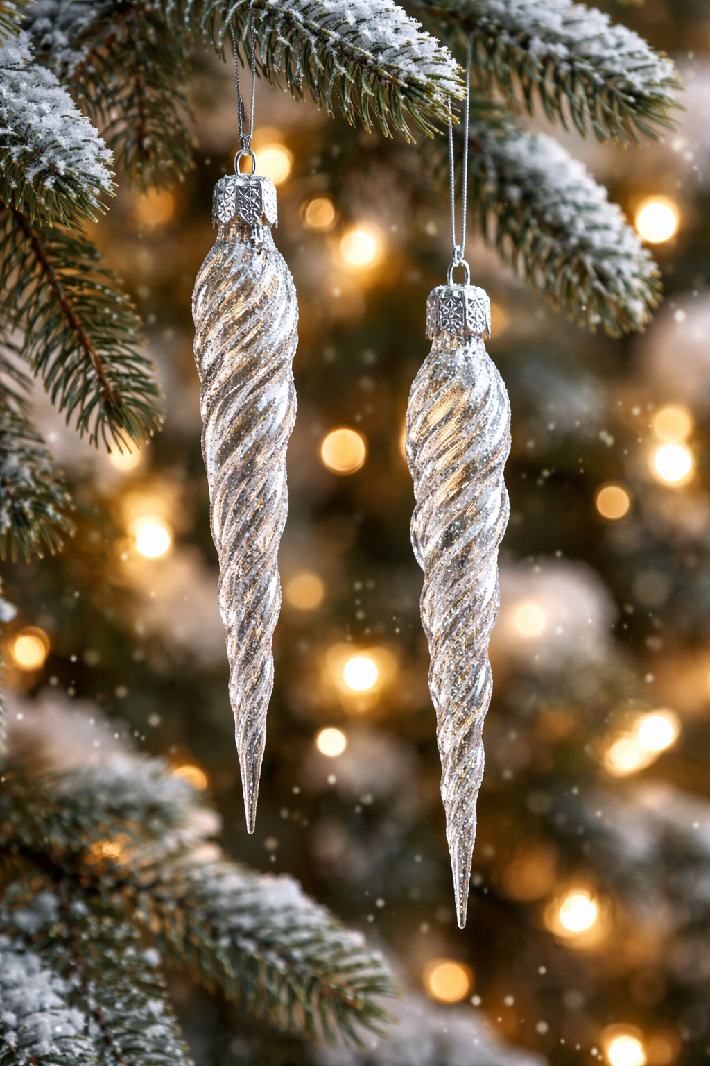 Stylish Icicle Charm: With 2pcs Christmas Decoration Christmas Tree Pendant Hanging Ornament Style Icicle, Change Your Festive Space to a Magical Seasonal Ambience