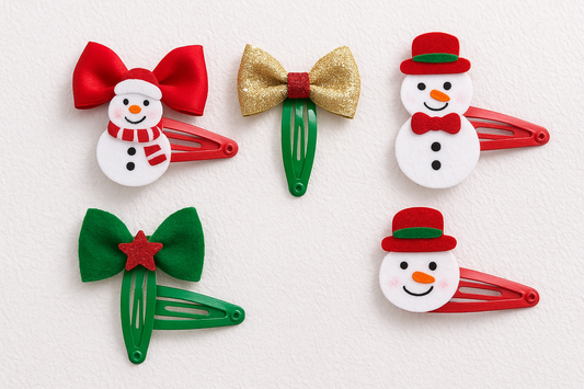 Cute Christmas Charm: The Adorable Snowman Hairpin Set for Children