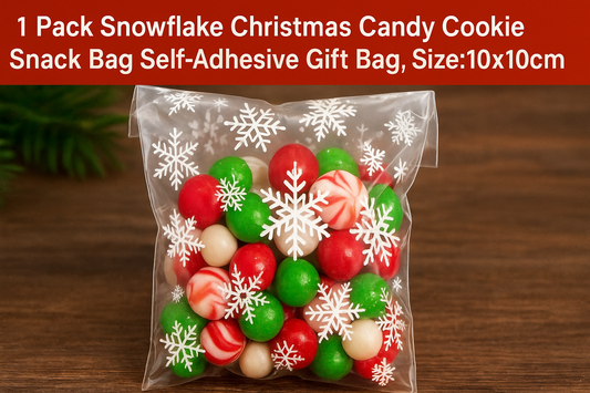 Festive & Sweet: The Charming Snowflake Christmas Candy Cookie Gift Bag (10×10cm)