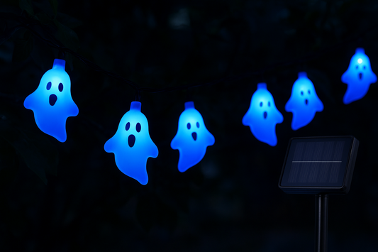Ghost Shape 30 LEDs Solar Lamp String (Blue): A Magical Outdoor Christmas & Festival Decoration