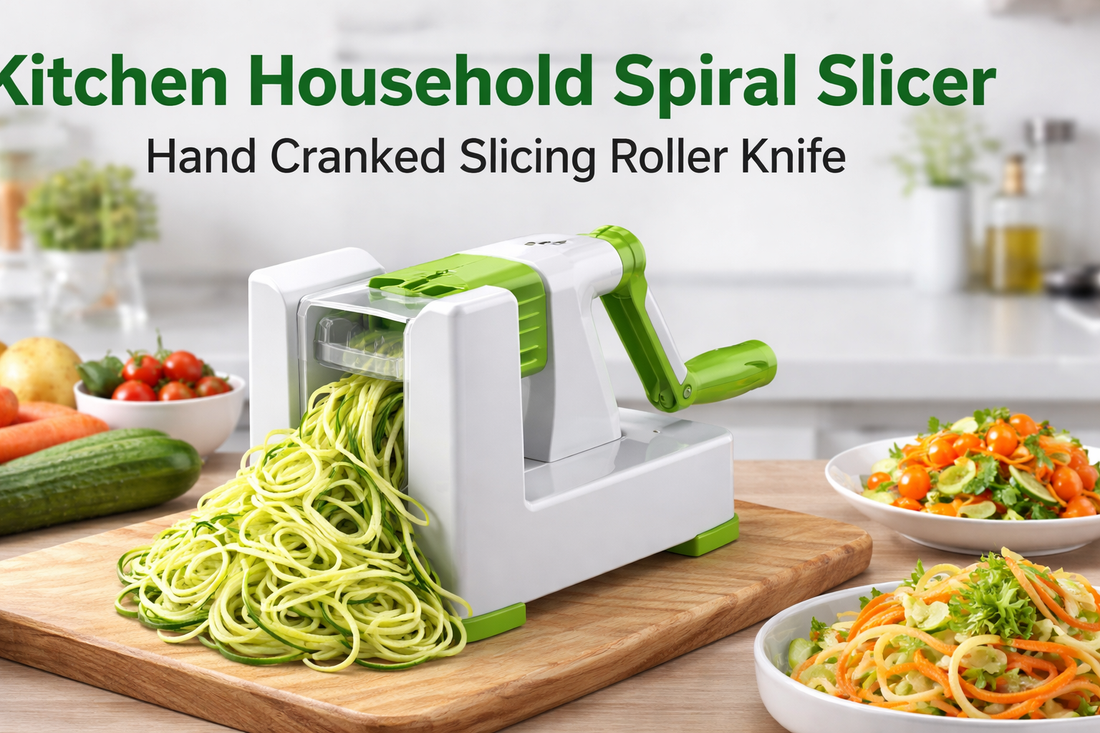 Effortless Vegetable Perfection: Kitchen Household Spiral Slicer Hand Cranked Slicing Roller Knife for Modern Home Kitchens