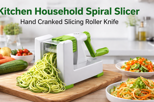 Effortless Vegetable Perfection: Kitchen Household Spiral Slicer Hand Cranked Slicing Roller Knife for Modern Home Kitchens