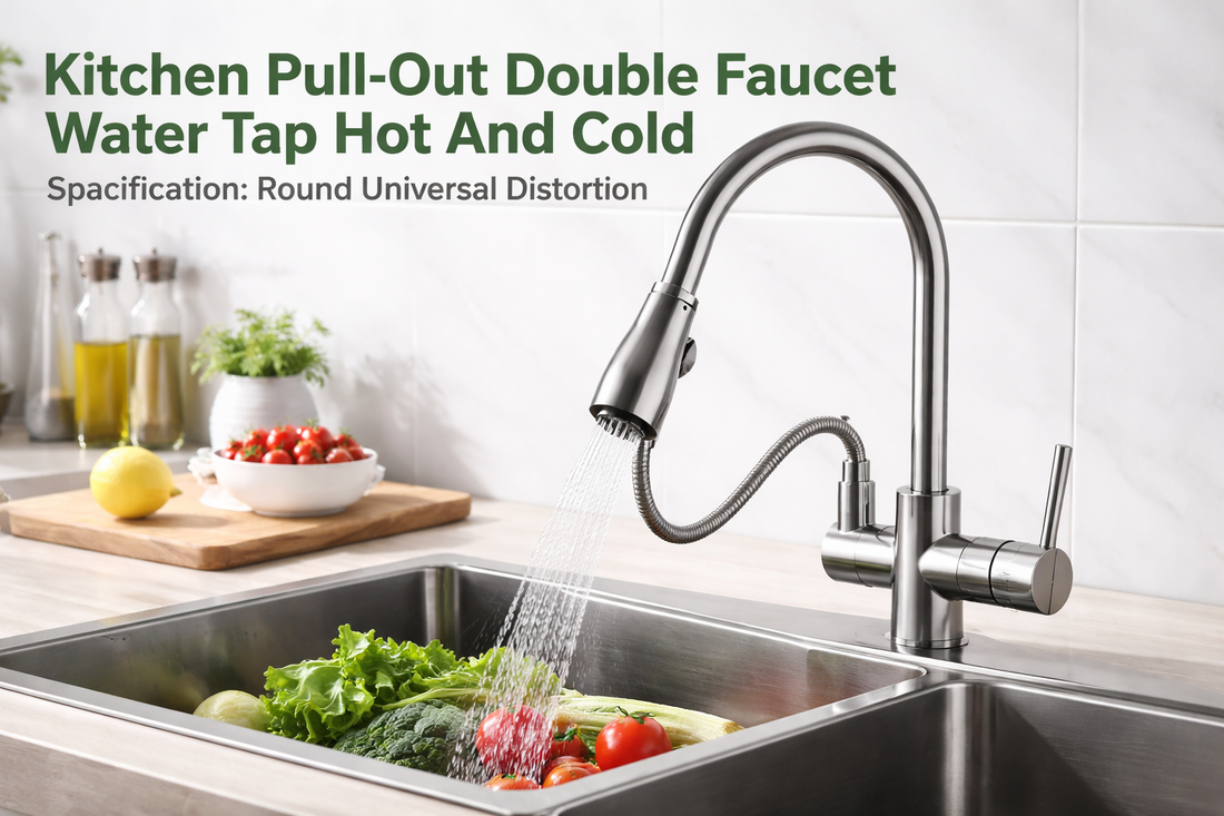A Smart Upgrade for Contemporary Homes: Kitchen Pull-Out Double Faucet Water Tap Hot and Cold with Pull-Out Functionality