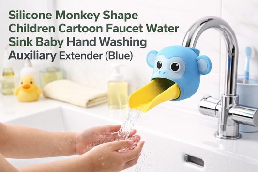 Silicone Monkey Shape Children Cartoon Faucet Water Sink Baby Hand Washing Auxiliary Extender (Blue) – Making Hygiene Fun, Safe, and Child-Friendly