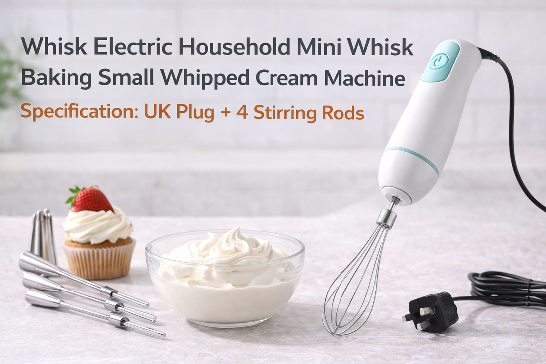 Upgrade Your Baking Game with the Electric Mini Whisk (UK Plug + 4 Stirring Rods)
