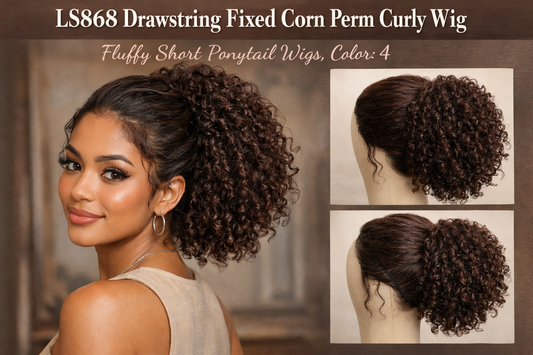 LS868 Drawstring Fixed Corn Perm Curly Wig Fluffy Short Ponytail Wigs in Color 4: A Stylish, Natural-Looking Hair Solution for Everyday Beauty and Confidence