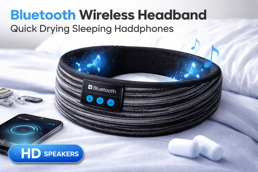 Bluetooth Wireless Headband Quick Drying Sleeping Headphones with HD Speakers(Stripe Black)