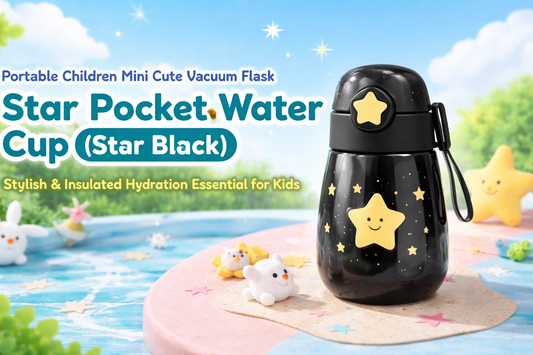 Portable Children Mini Cute Vacuum Flask Star Pocket Water Cup (Star Black): A Stylish & Insulated Hydration Essential for Kids