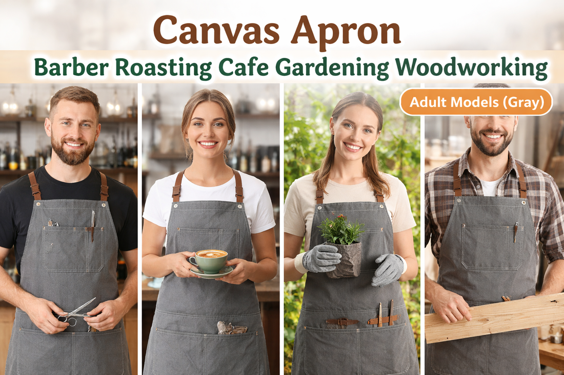 Durable, Stylish, and Versatile: Canvas Apron for Barbers, Cafés, Gardening, and Woodworking (Adult Gray Model)