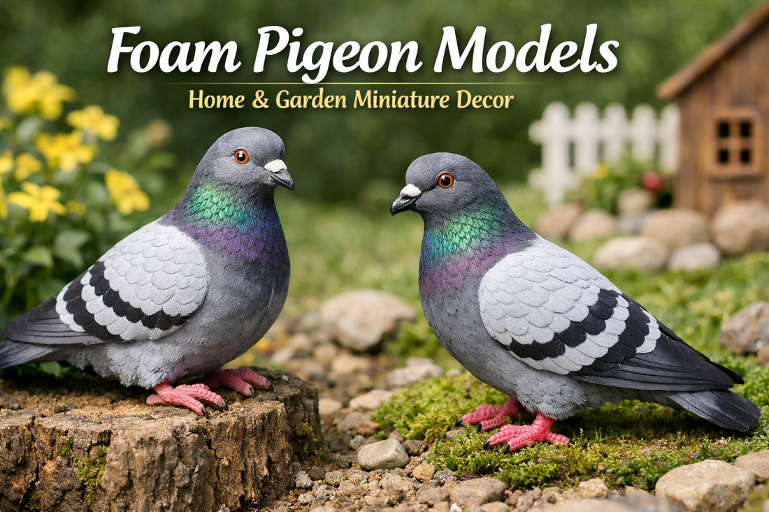 The 2 PCS Simulation Foam Pigeon Model Home Garden Ornament Miniature Decor Collection