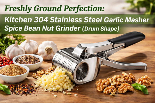 Freshly Ground Perfection: Kitchen 304 Stainless Steel Garlic Masher Spice Bean Nut Grinder (Drum Shape)