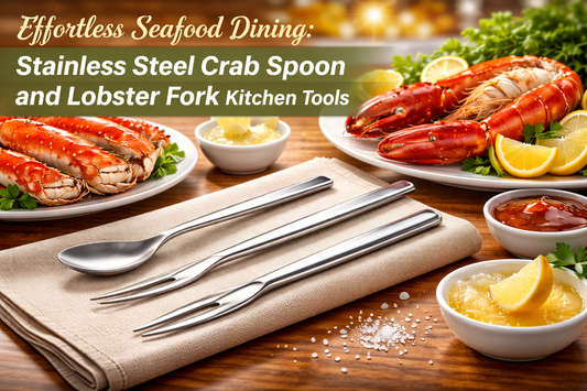 Effortless Seafood Dining: Stainless Steel Crab Spoon and Lobster Fork Kitchen Tools
