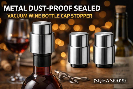 Preserve Every Pour: Metal Dust-Proof Sealed Vacuum Wine Bottle Cap Stopper (Style A SP-019)