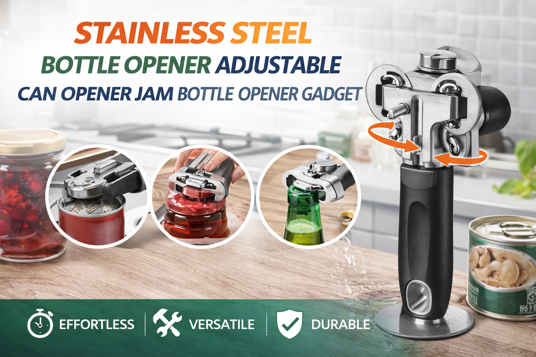 Stainless Steel Adjustable Bottle and Can Opener: Effortless Opening for Every Jar and Cap