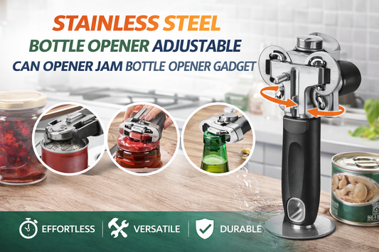 Stainless Steel Adjustable Bottle and Can Opener: Effortless Opening for Every Jar and Cap