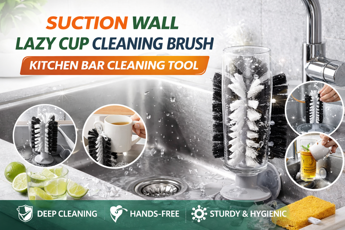 Hands-Free Hygiene: Suction Wall Lazy Cup Cleaning Brush for Kitchen and Bar Use