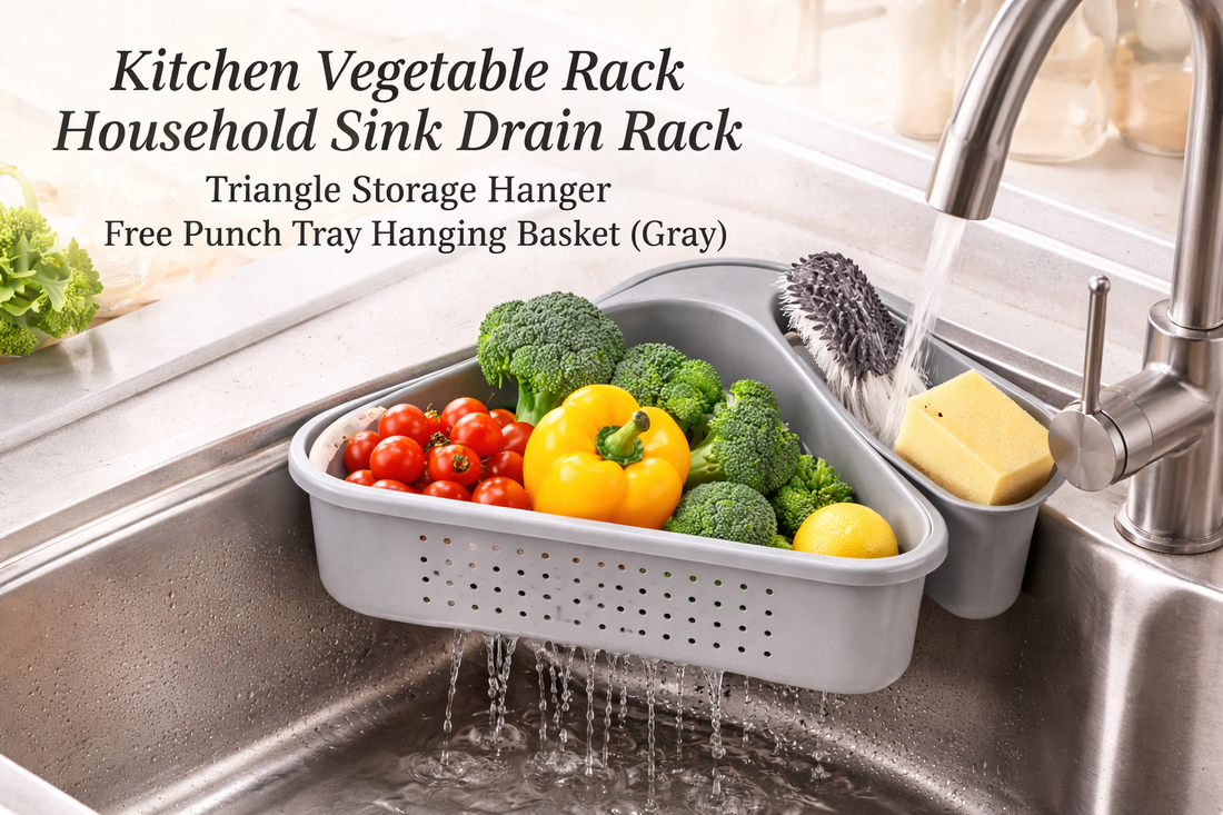 Optimize Your Kitchen with the Triangle Sink Drain Rack Hanging Basket (Gray)
