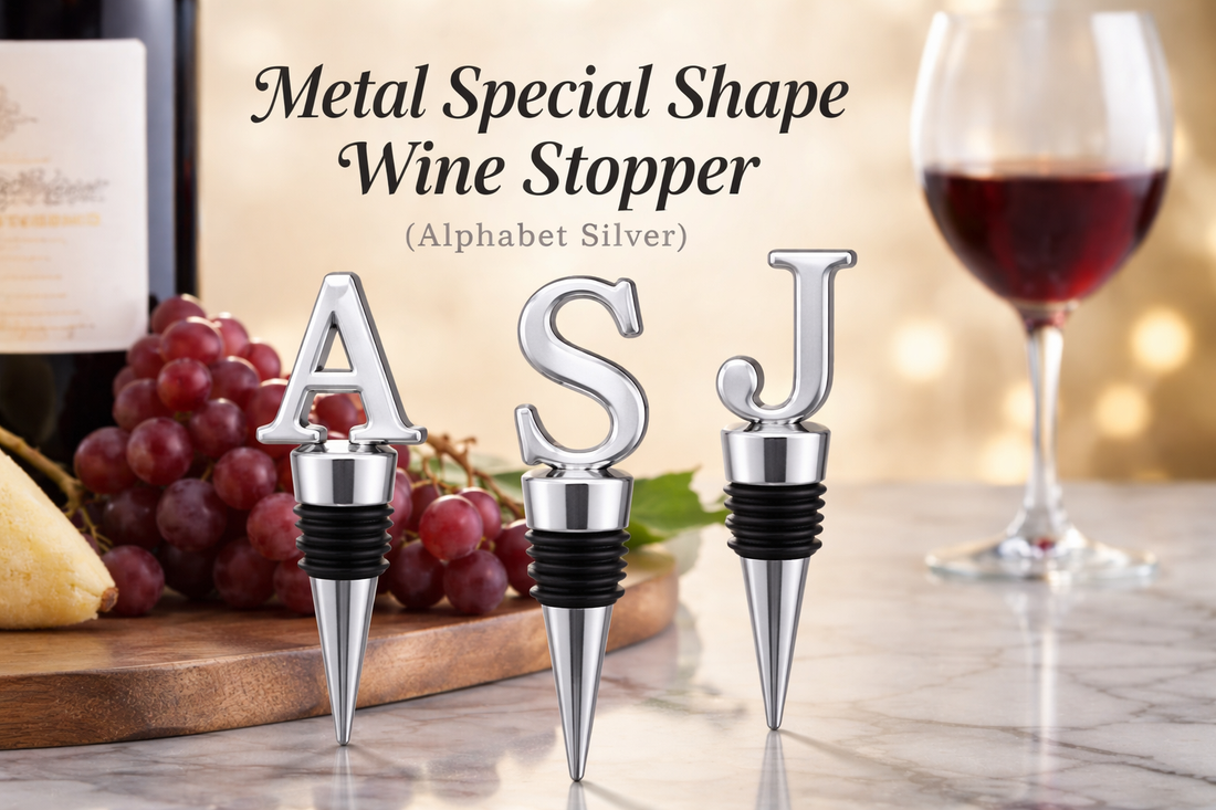 Metal Special Shape Wine Stopper (Alphabet Silver): Personalized Elegance for Every Wine Bottle