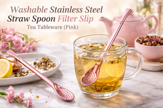 Why the Washable Stainless Steel Straw Spoon Filter (Pink) Is Essential for Modern Tea Lovers