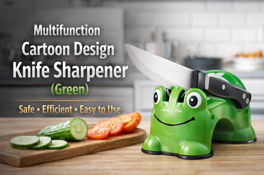 Upgrade Your Kitchen Safety with the Multifunction Cartoon Design Knife Sharpener (Green)
