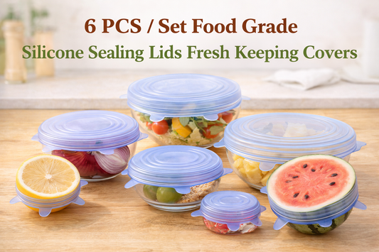 6 PCS / Set Food Grade Silicone Sealing Lids – Reusable Fresh-Keeping Covers for Bowls, Cups, and Containers