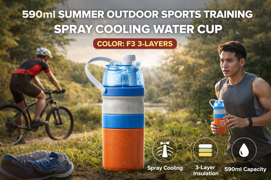 Stay Cool and Hydrated Outdoors with the 590ml Summer Sports Spray Cooling Water Cup (F3, 3-Layers)