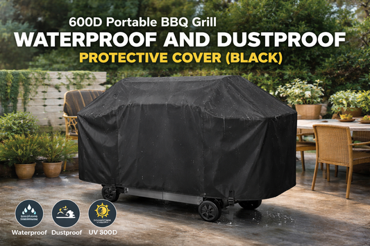 Protect Your Grill in Every Season with the 600D Portable BBQ Grill Waterproof and Dustproof Cover (Black)