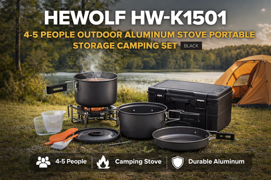Cook Effortlessly Outdoors with the Hewolf HW-K1501 4-5 Person Aluminum Stove Camping Set