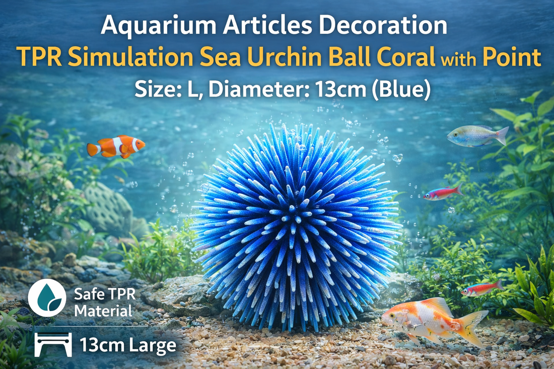 Aquarium TPR Simulation Sea Urchin Ball Coral Decoration – Size L, 13cm, Blue