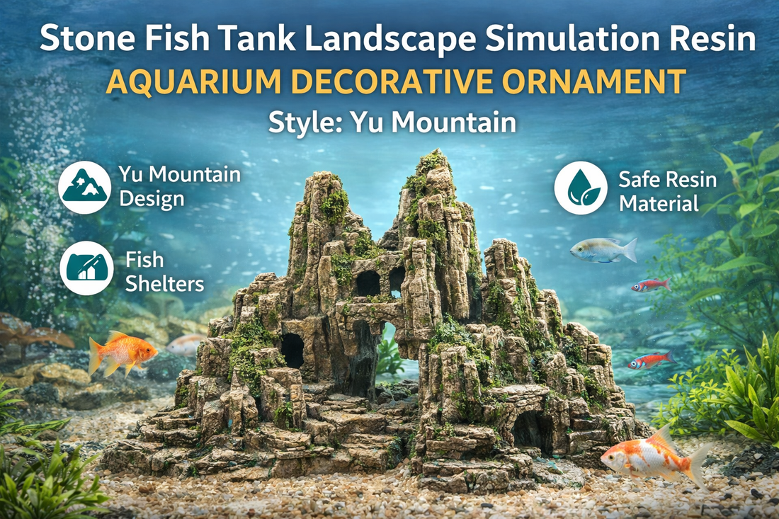 Stone Fish Tank Landscape Simulation Resin Aquarium Ornament – Yu Mountain Style