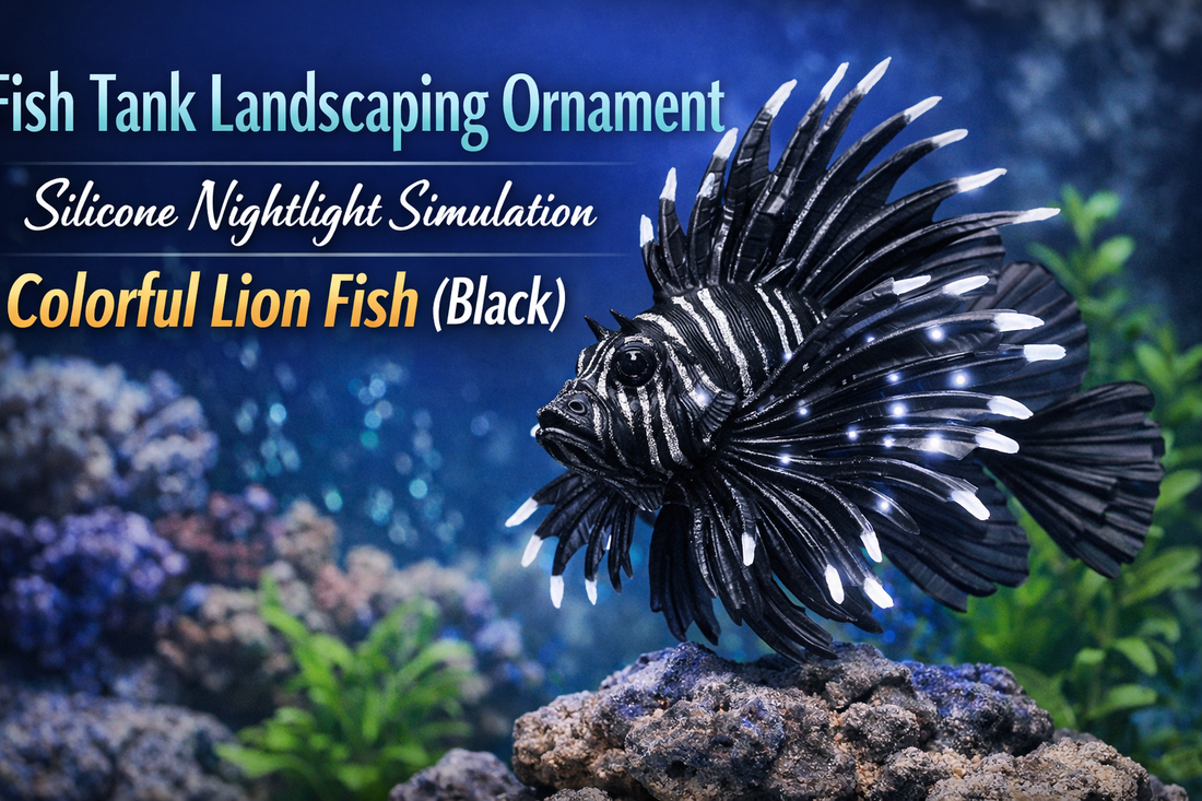 Transform Your Aquarium with a Silicone Nightlight Simulation Colorful Lion Fish (Black)
