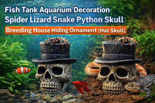 Fish Tank Aquarium Decoration Skull Breeding House – Hiding Ornament for Spiders, Lizards, Snakes, and Fish