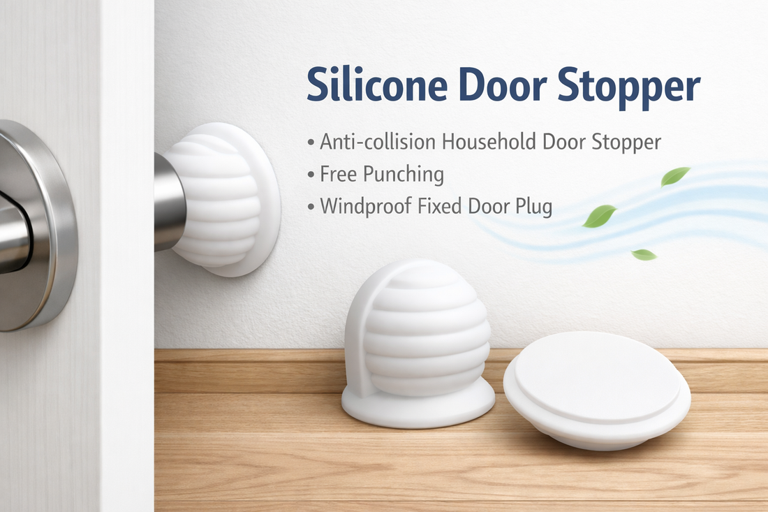Silicone Door Stopper Anti-collision Household Door Stopper Free Punching Windproof Fixed Door Plug(White