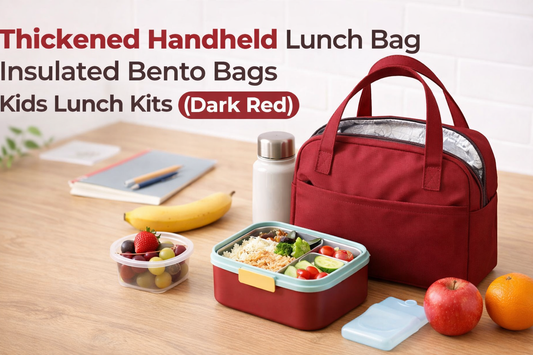 Thickened Handheld Lunch Bag Insulated Bento Bag for Kids and Adults (Dark Red)