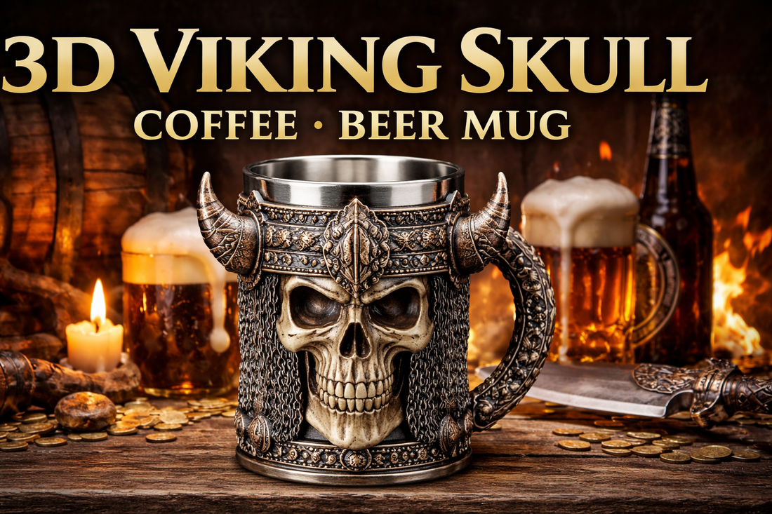 3D Viking Skull Coffee & Beer Mug: A Bold Stainless Steel Goblet for True Warrior Spirits