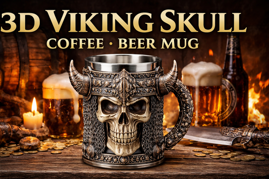 3D Viking Skull Coffee & Beer Mug: A Bold Stainless Steel Goblet for True Warrior Spirits