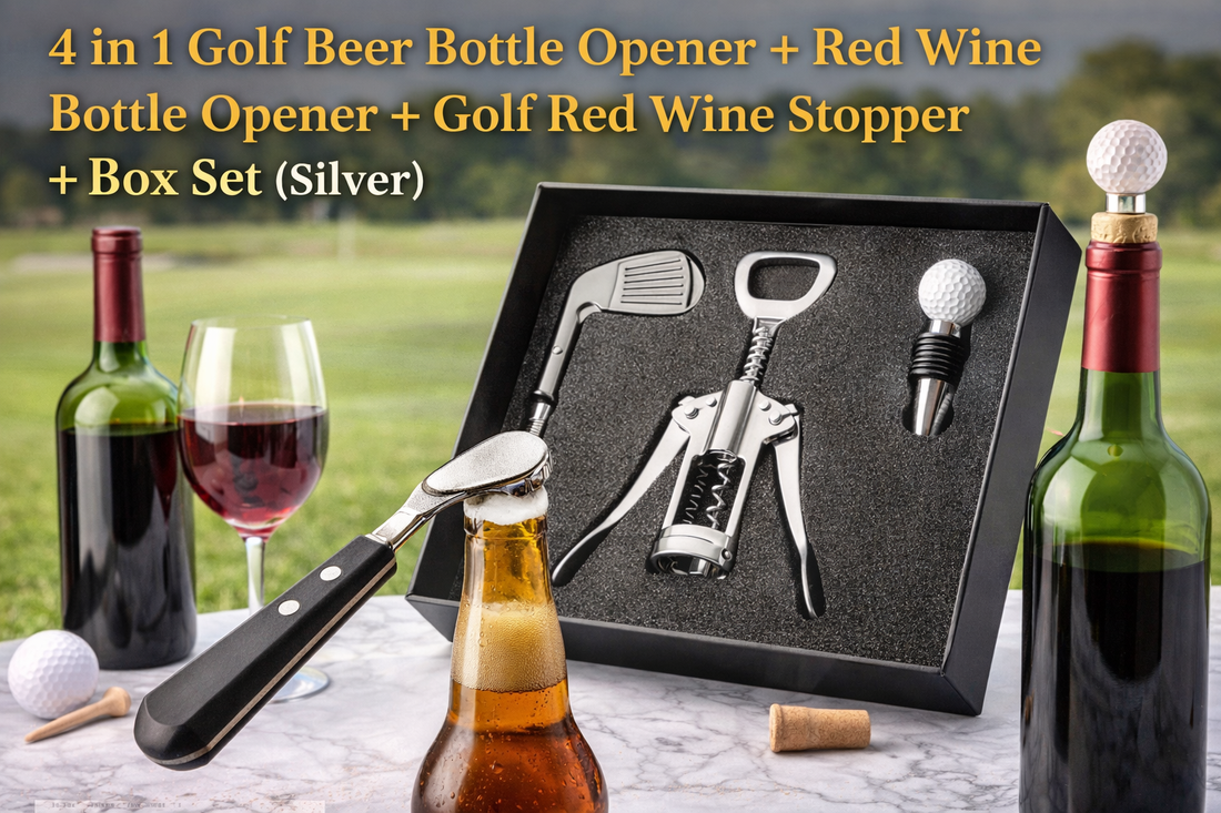 4-in-1 Golf Beer & Wine Opener Set (Silver): The Perfect Gift for Golfers and Beverage Lovers