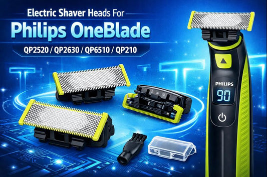 Upgrade Your Grooming Experience with Electric Shaver Heads for Philips OneBlade QP2520 QP2630 QP6510 and QP210 in Stylish Blue T Design