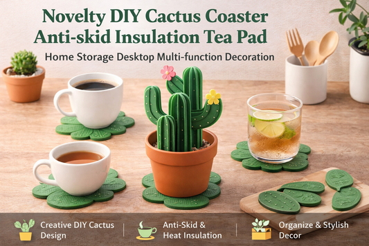 Novelty DIY Cactus Coaster Anti-Skid Insulation Tea Pad for Home Storage, Desktop Organization, and Multi-Function Decoration