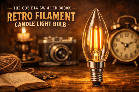 The C35 E14 6W 4 LED 3000K Retro Filament Candle Light Bulb combines vintage design elements