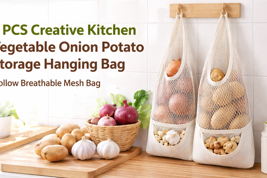 Keep Vegetables Fresh Longer with 2 PCS Creative Hanging Mesh Storage Bags