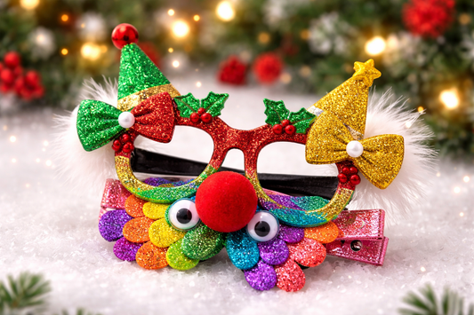 Wear Weird Glasses and Personalize Christmas Hair Clip Glitter Clown