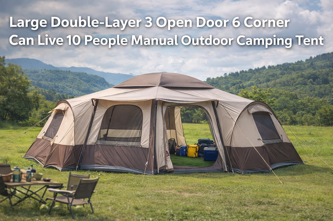 Large Double-Layer 3 Open Door 6 Corner Tent – Spacious and Durable Outdoor Shelter for Up to 10 People