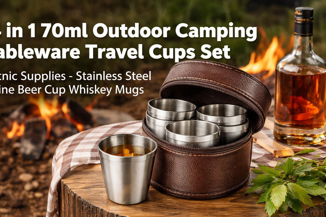 4 in 1 Stainless Steel Travel Cups Set (70ml): The Perfect Camping and Picnic Tableware Companion